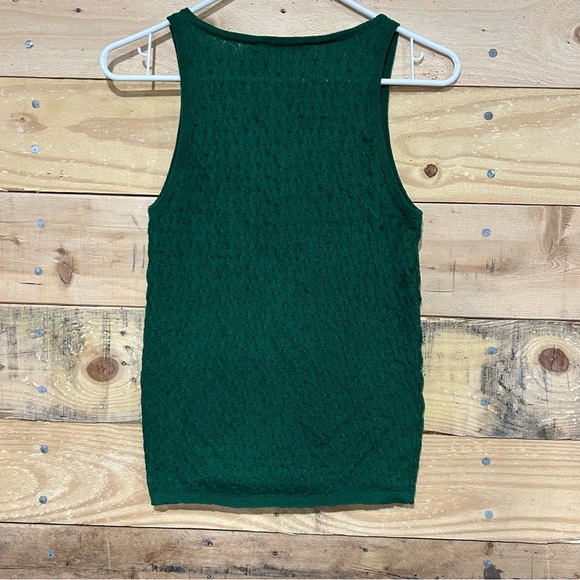 Zara Green Sheer Knit Tank Top Mother Of Pearl Buttons Size Medium - Picture 2 of 5